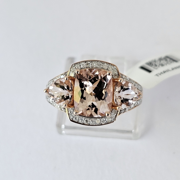 JTV Jewelry - Genuine 10K Rose Gold Morganite & Diamond 3.86 Carat Ring Size 8! 🍑✨️